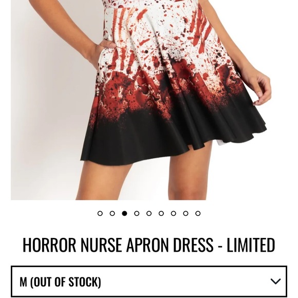 Blackmilk “HORROR NURSE APRON DRESS - LIMITED” Size Medium M NWT Bloody - Picture 3 of 16